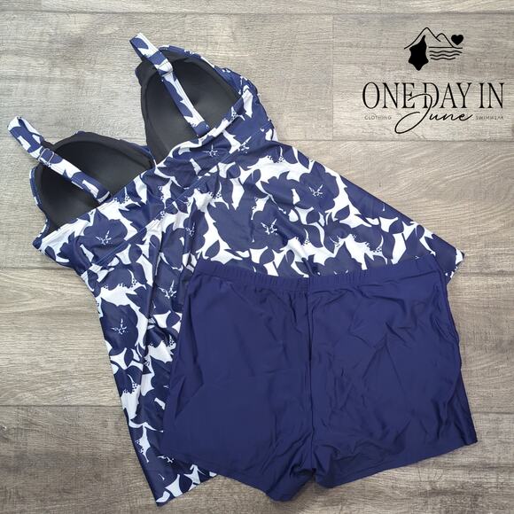 Zando Twist Front Boyshort Tankini Swimsuit Size XL - Picture 5 of 5